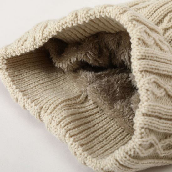 Womens Cable Beanie Winter Warm Chunky Soft Hats Knit Faux Fur POM POM Hat