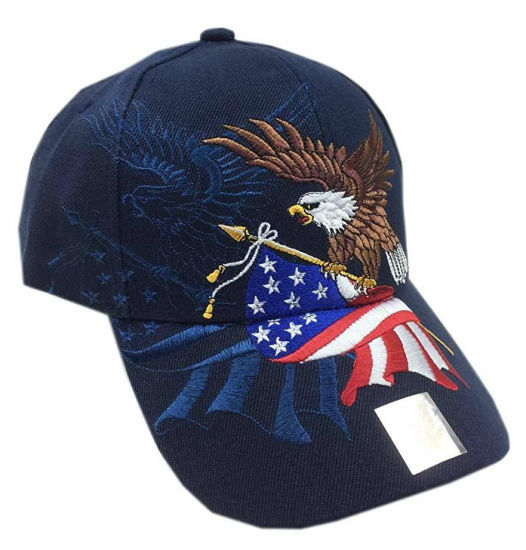 Sedex Audit Custom Adjustable American Logo Eagle and American USA Flag Baseball Cap 3D Embroidery