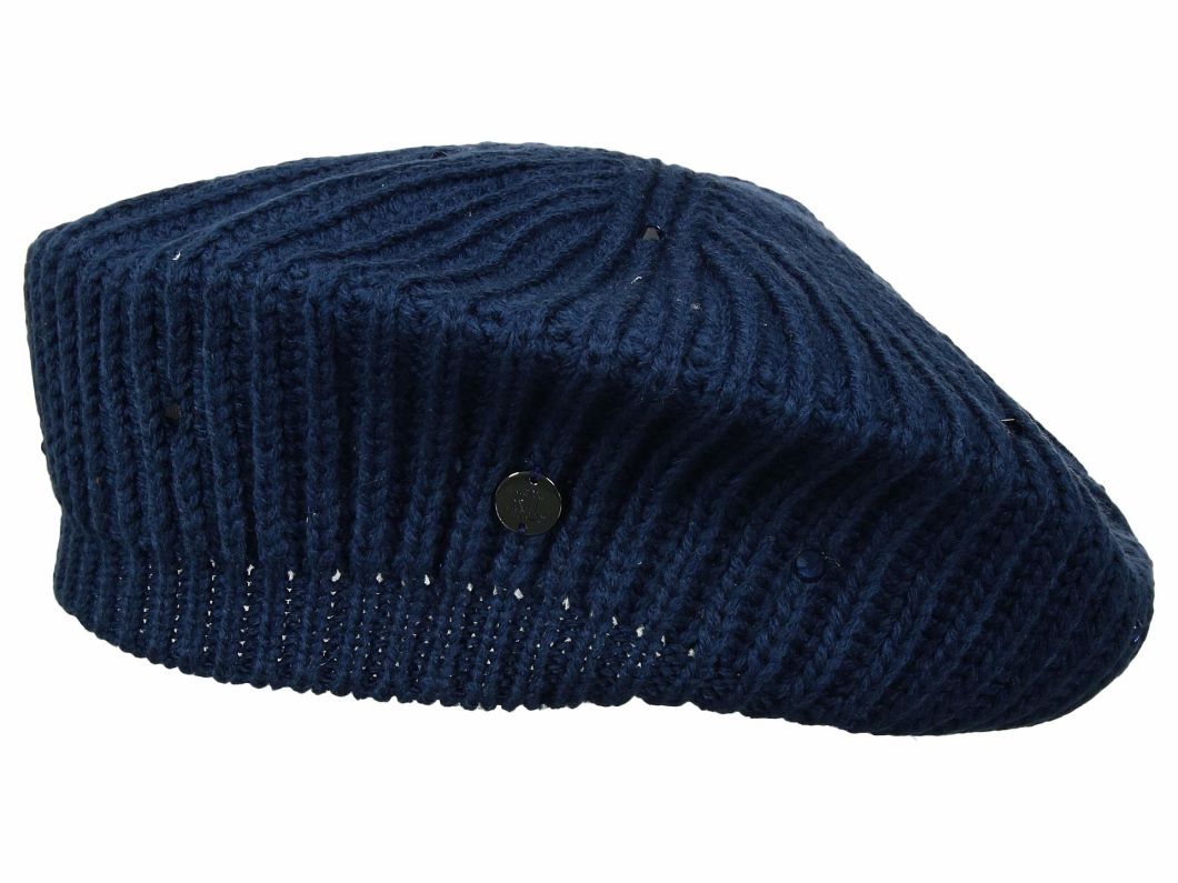 Acrylic Knitted Beret Hat with Crystal Detailing for Ladies Women