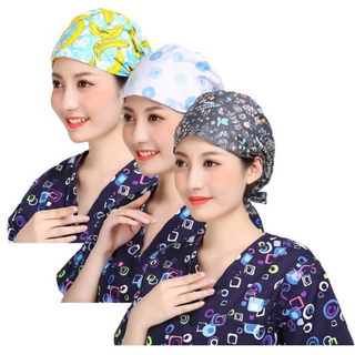 Wholesale 100% Cotton Adjustable Cord Breathable Spacious Scrub Hat