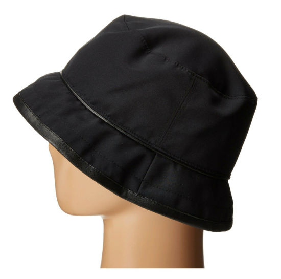 Sedex Audit Polyester Waterproof Bucket Black Hat with Leather Trim