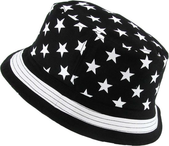 Cotton Durable Smooth Print Bucket American Flag Hat Summer Boonie