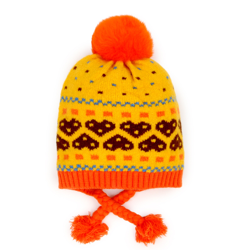 Acrylic Winter Warm Beanie Knitted Baby Hat with POM POM