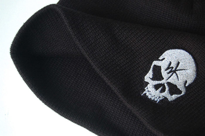 Unisex Men Women Skull Embroidery Custom Plain Knit Beanie Hat