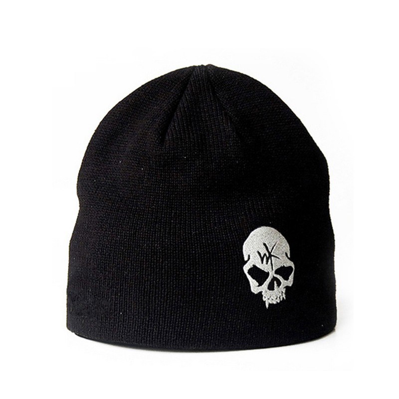 Unisex Men Women Skull Embroidery Custom Plain Knit Beanie Hat
