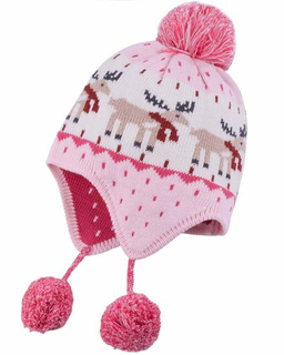 100% Cotton Cute Toddler Beanie Knitted Earflap Baby Pompom Hat