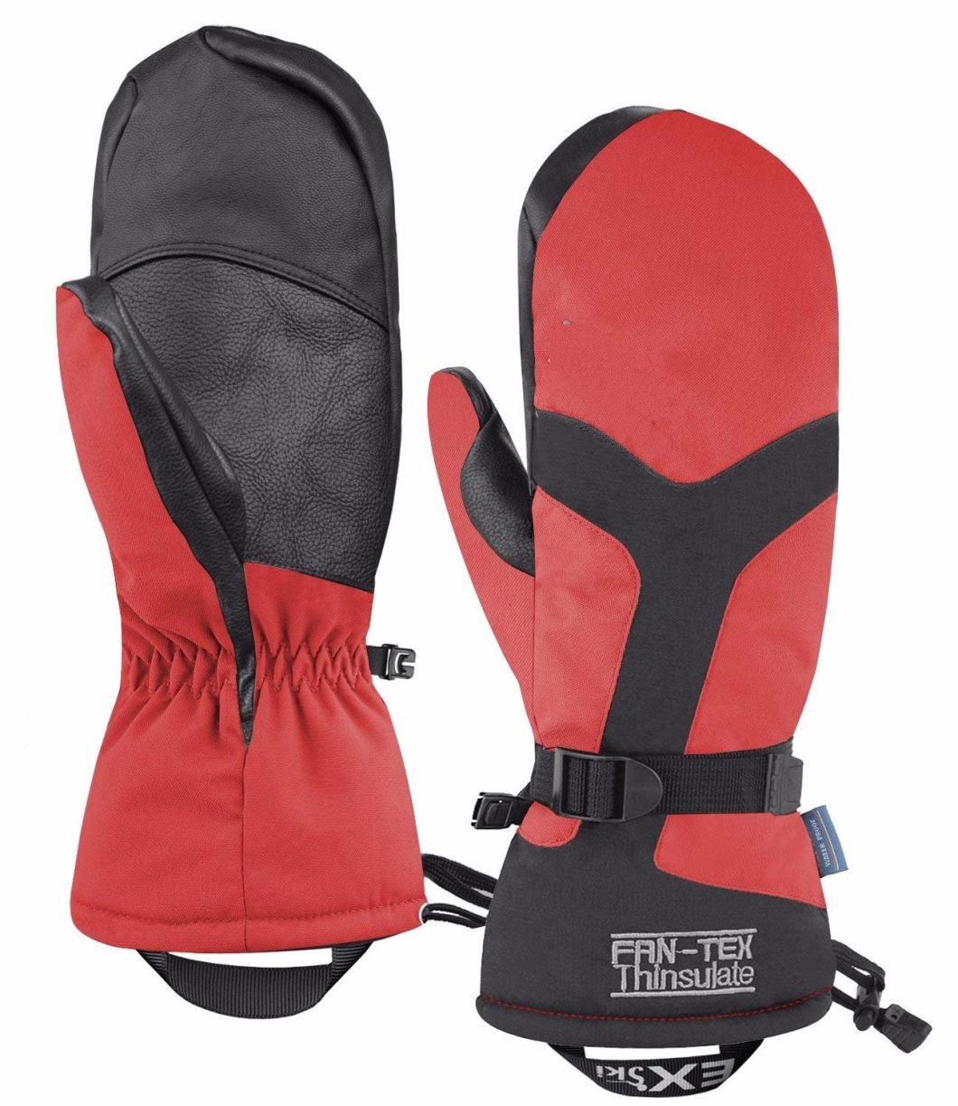 Quick-Dry Winter Windproof Motorcycling Waterproof Gloves Ski with Leather Polyester