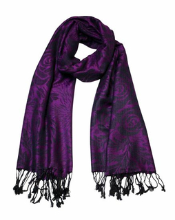 Acrylic Jacquard Scarf Women Fashion Rose Pattern with Fringe