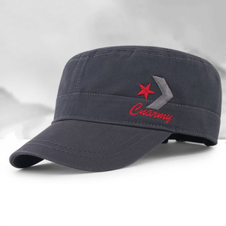Embroidered Badge Fitted Tactical Flat Top Cotton Beret Army Military Cap