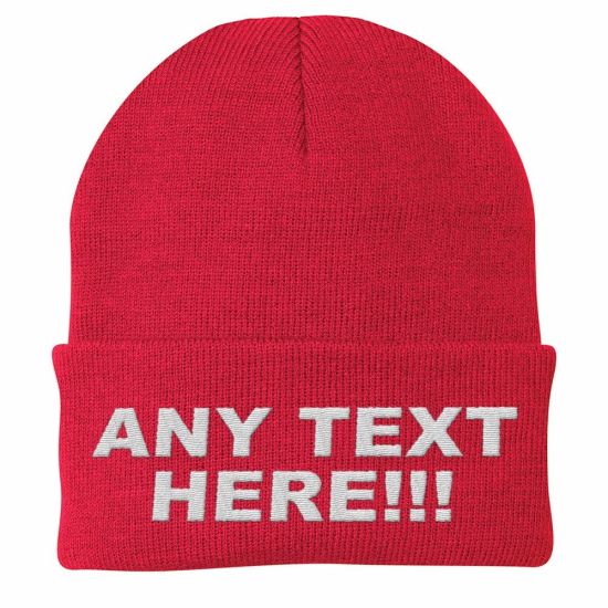 100% Acrylic Knitted Custom Beanie Hat with Designed Embroidered Logo