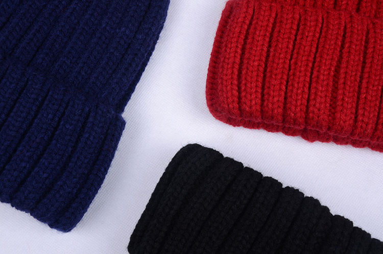 Acrylic Custom Winter Warm Beanie Knitted Double Pompom Hat