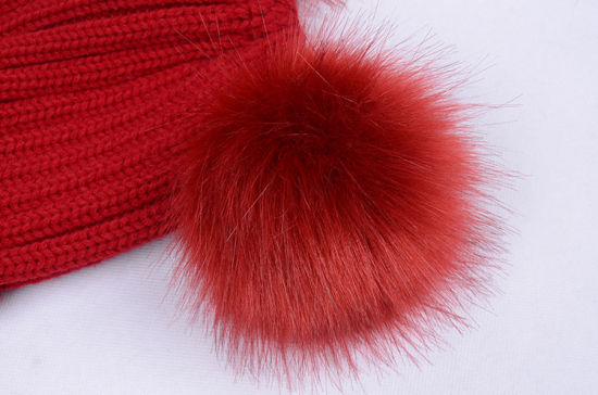 Acrylic Custom Winter Warm Beanie Knitted Double Pompom Hat