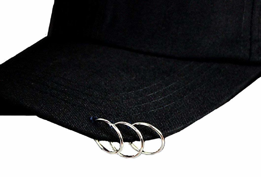 Unisex Adjustable Silver Ring Piercing Rock Cotton Korean Baseball Cap