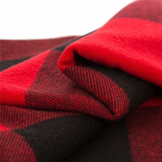 BSCI Audit Winter Warm Classic Red and Black Plaid Acrylic Woven Scarf