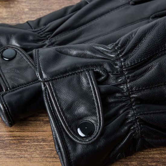 Winter Men′s Genuine Leather Warm Driving Motorcycle Gloves Leather