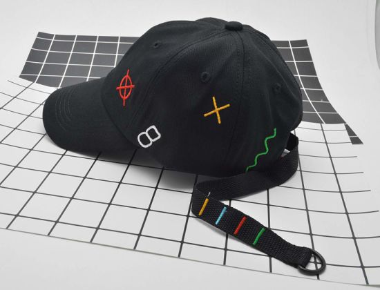 Unisex 6-Panel Embroidered Unconstructed Cotton Adjustable Baseball Cap Long Strap