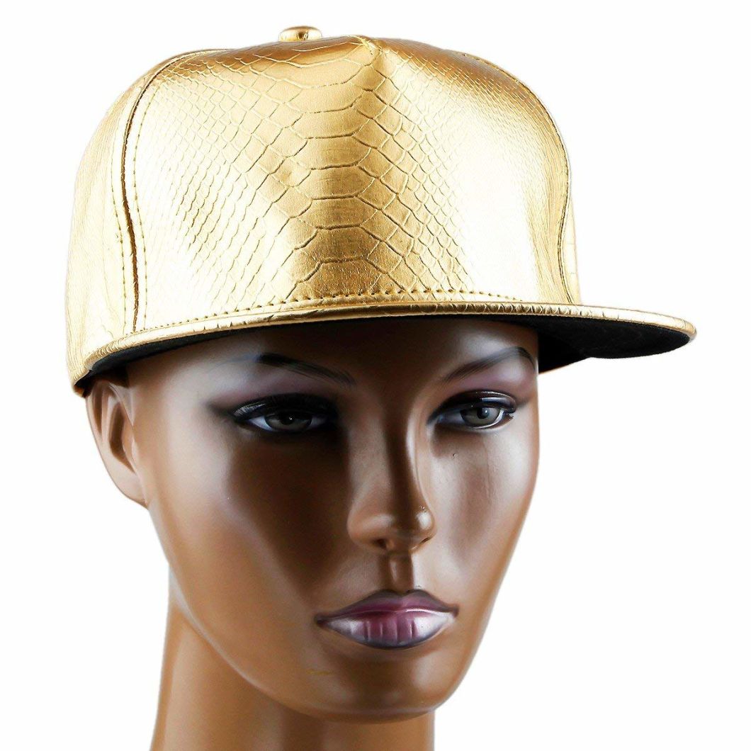 Adjustable Fashion Gold Style Unisex Punk Cap Snapback Custom with PU Leather Cotton Blend