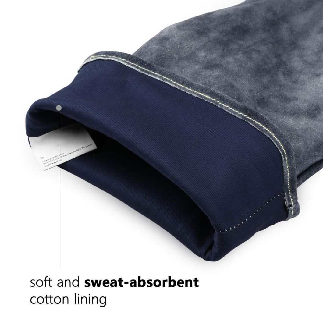Custom Heat Resistant Leather Welding Gloves with Long Sleeve and Insulated Cotton Lining