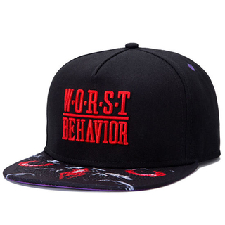 6-Panel Wholesale Cotton Black Embroidery Custom Sports Flat Peaked Baseball Snapback Cap