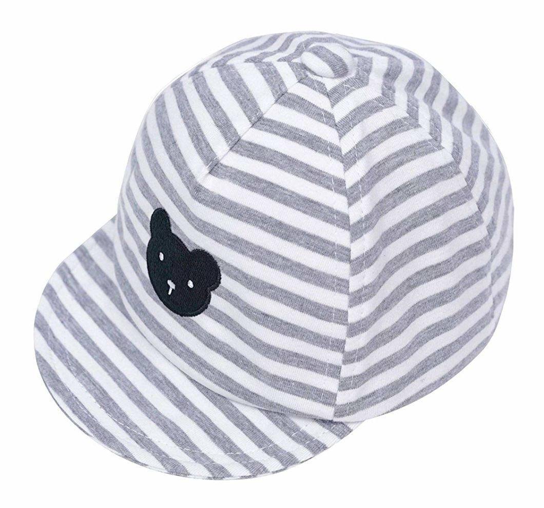 Embroidered Toddler Newborn Baby Baseball Type Stripe Soft Flat Brim Cap