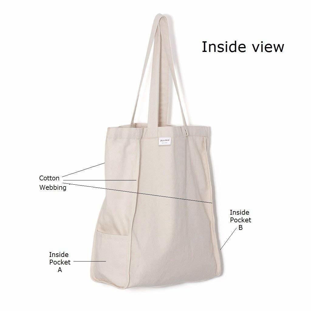 100% Cotton Elegant Durable Heavy Duty Tote Canvas Shopping Bag