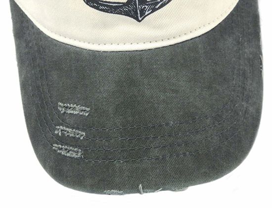 BSCI Audit 100% Cotton Adjustable Pirate Ship Anchor Pattern Distressed Baseball Printing Cap