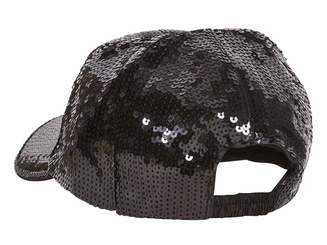 100% Polyester Adjustable Curved Bill Baseball Sequin Hat Wholesale