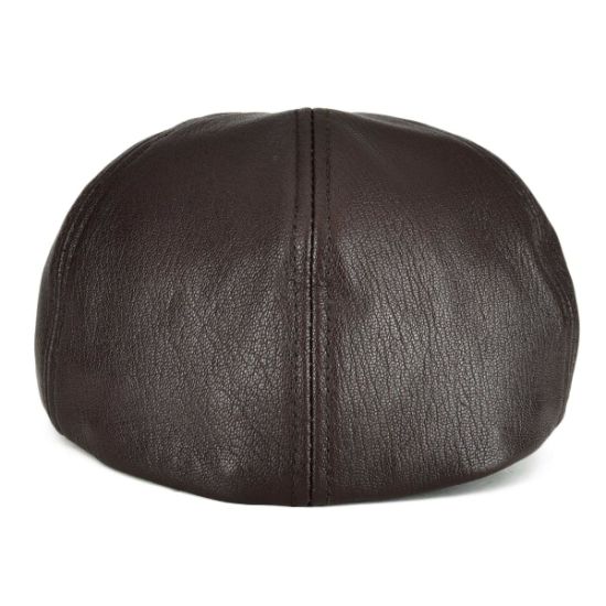 Classic Beret 6-Panel IVY Leather Top Hat with Cotton Sweatband