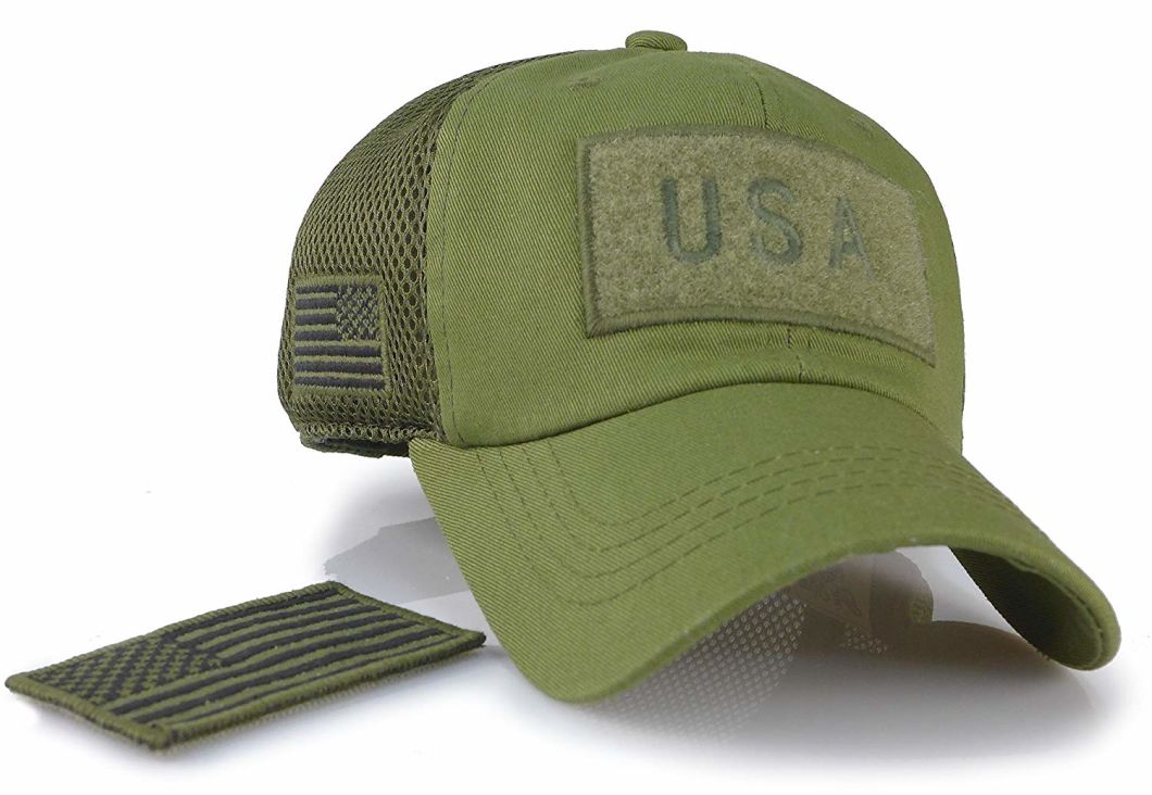 Cotton Camouflage Mesh Trucker Removable USA Flag Patch Cap Military