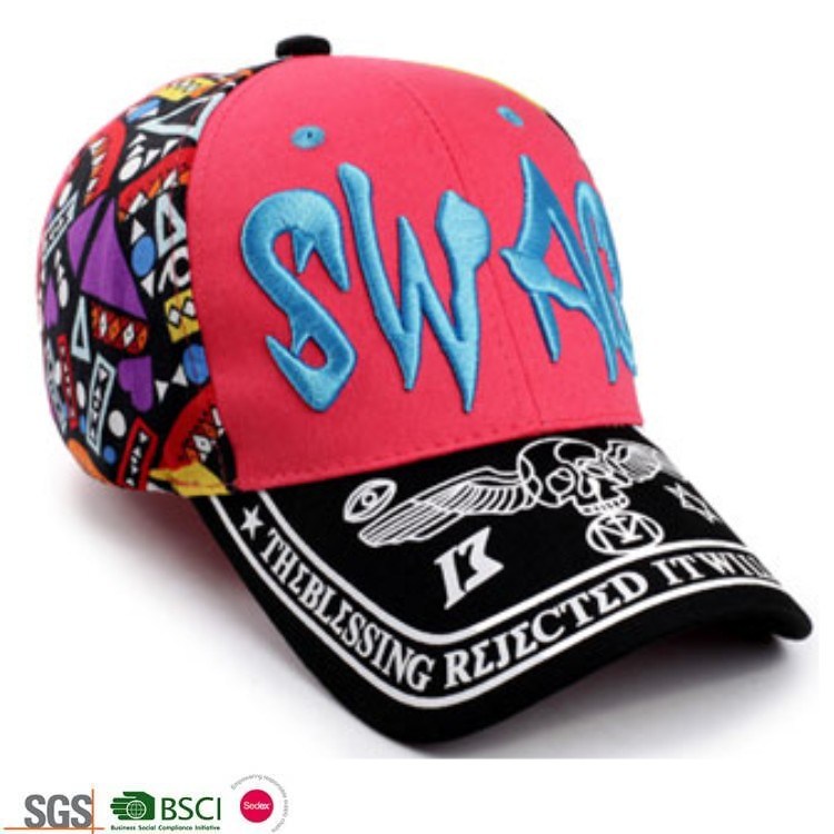 Wholesale 6-Panel Red Stylish 3D Embroidery Baseball Cap