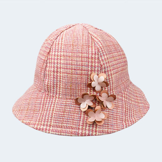 Wholesale Custom Wool Striped Baby Girls Hat with Flower Detailing