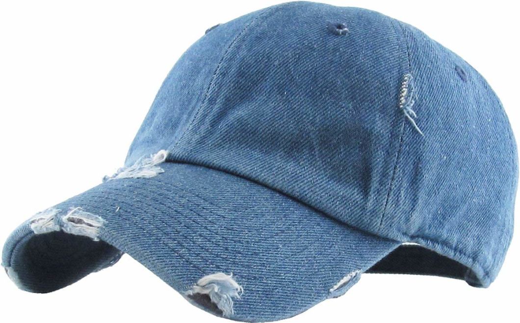 Vintage Washed Distressed Cotton Dad Hat Adjustable Solid Blank Unisex Style Baseball Cap