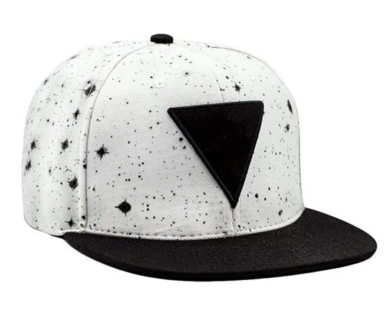 Adjustable 6-Panel Galaxy Print Embroidered Patch Flat Brim Promation Snapback Cap