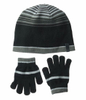 Acrylic Winter Unisex Warm Striped Beanie Knitted Hat Glove Sets