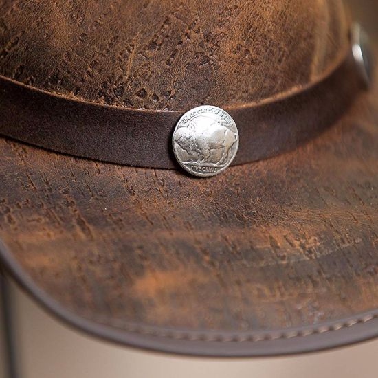 Buffalo Conchos Hatband Handcrafted Pinch Crown Leather Cowboy Hat