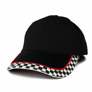 Adjustable Racing Flag Print 6 Panels Cotton Twill Baseball Cap Racing Hat