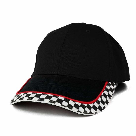 Adjustable Racing Flag Print 6 Panels Cotton Twill Baseball Cap Racing Hat