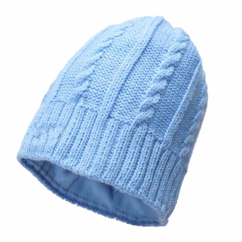 Man Women Acrylic Winter Slouchy Warm Blank Knitted Blue Beanie Hat