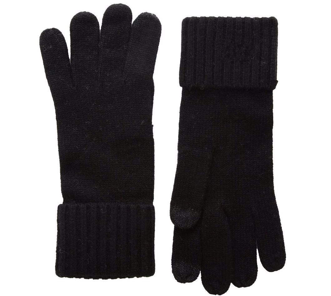 Man Women Ribbed Knit Folded Cuff Smart Gloves Touch Screen