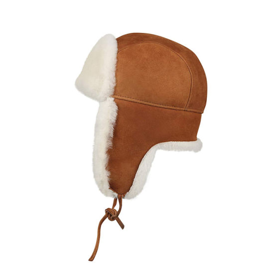 Sheepskin Leather Aviator Russian Ushanka Trapper Winter Fur Sheepskin Hat