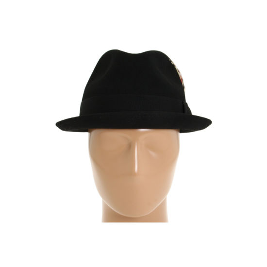 Custom Flipped Brim Felt Fedora Oktoberfest Hat with Leather Sweatband