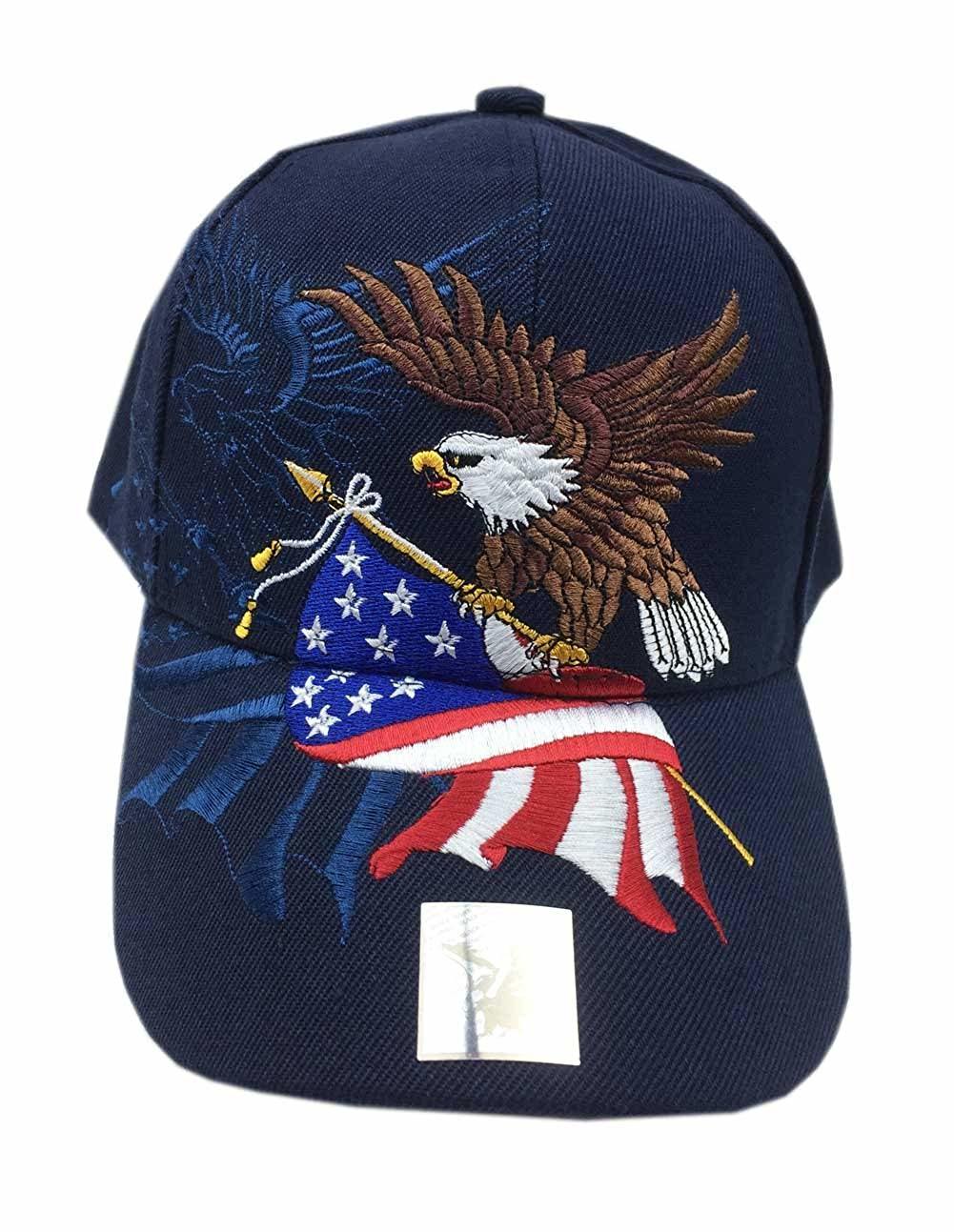Sedex Audit Custom Adjustable American Logo Eagle and American USA Flag Baseball Cap 3D Embroidery
