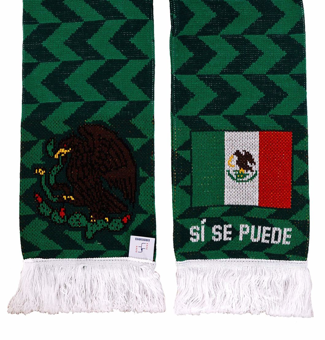 Wholesale 100% Acrylic Soccer Football Team Knit Football Scarf Custom