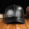 Wholesale Custom 6 Panel Black Adjustable Vintage Genuine Leather Baseball Cap