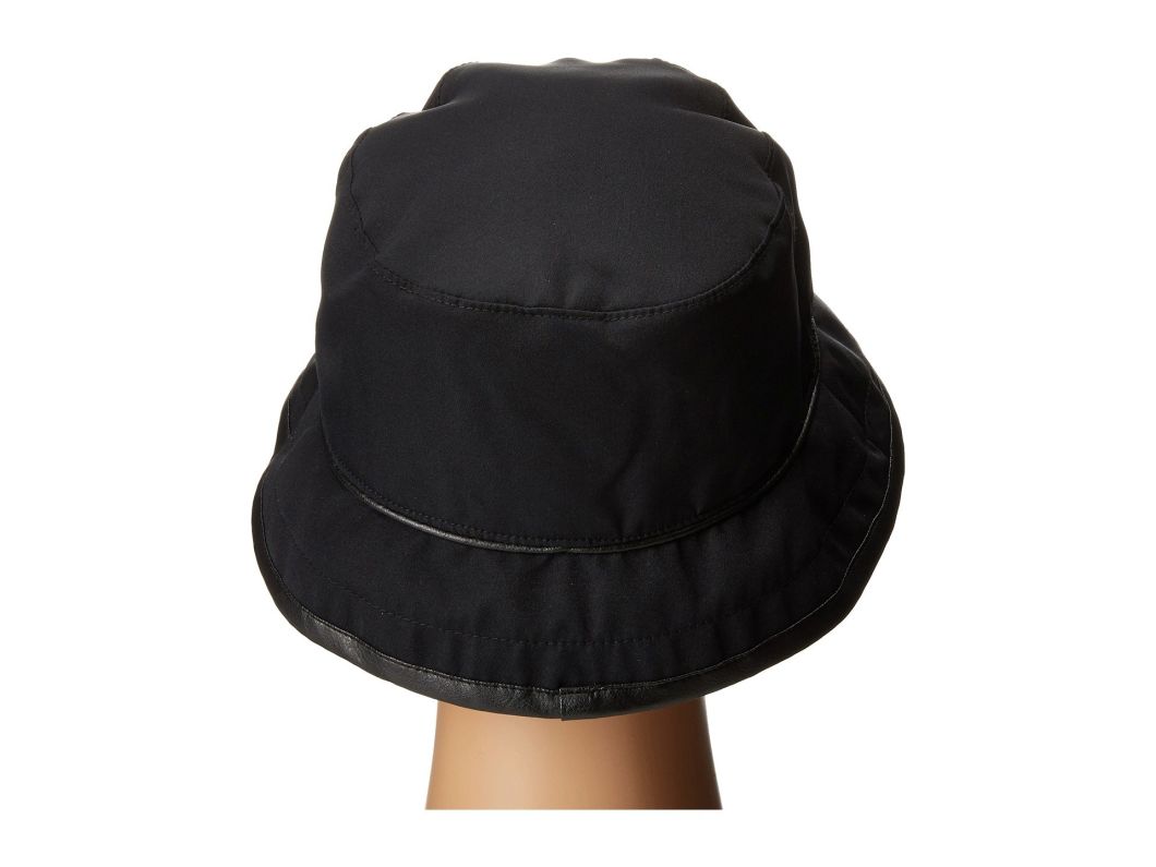 Sedex Audit Polyester Waterproof Bucket Black Hat with Leather Trim