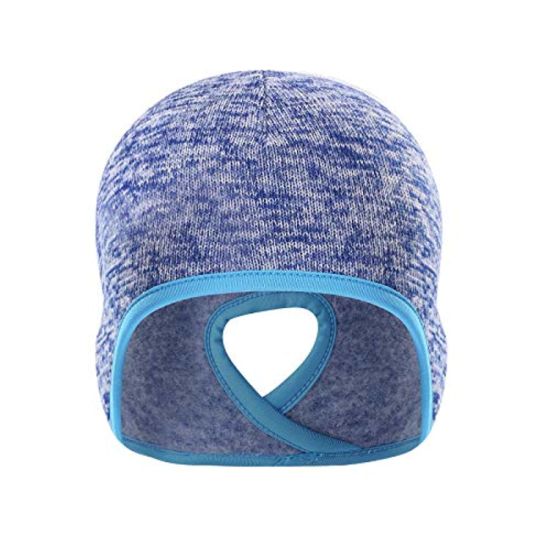 Winter Running Fleece Lined Skull Beanie Hat with Ponytail Hole