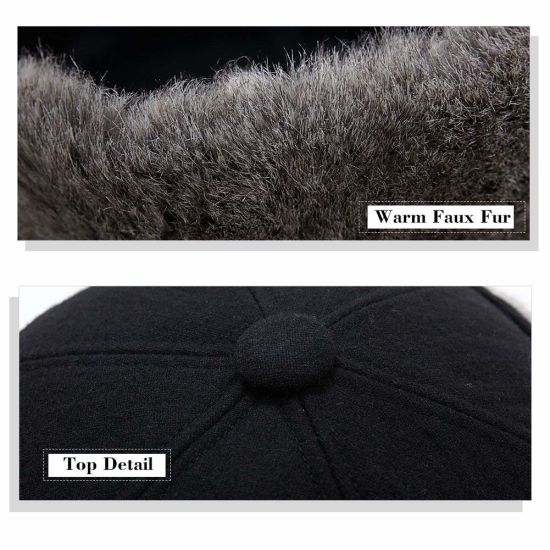 BSCI Audit Wholesale Wool Earflap Hunting Hat Fitted Soft Faux Fur Winter Baseball Cap