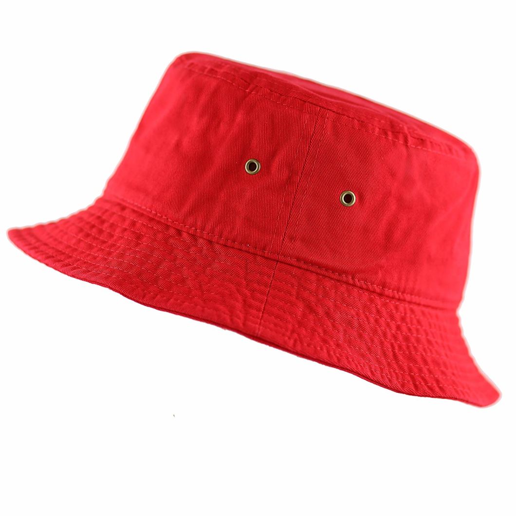 100% Cotton Blank Packable Bucket Red Hat with Ventilation Eyelets