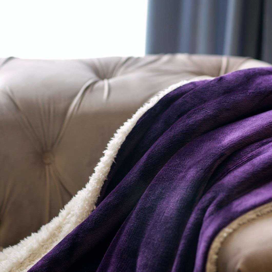 Microfiber Fuzzy Soft Sherpa Fleece Blanket Purple Plush Throw Blanket