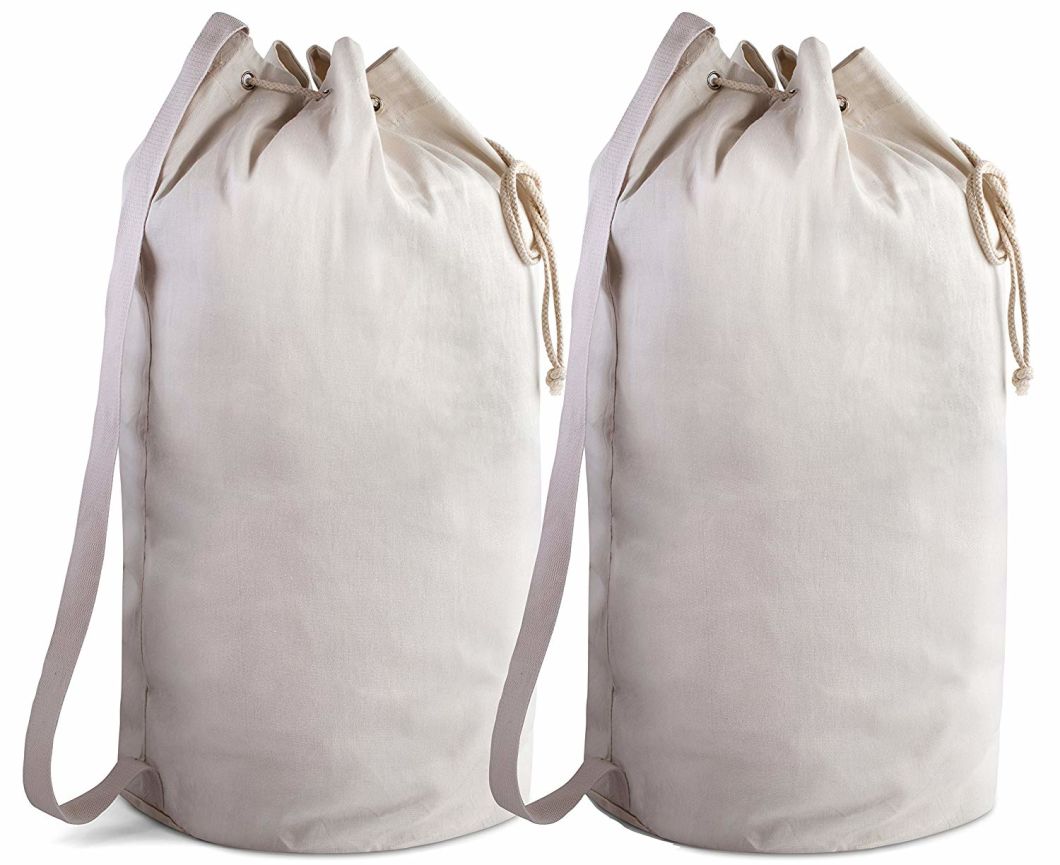Wholesale Easy Carrying Canvas Reliable Duffle Bag Laundry Bag Drawstring Custom with Leather Closure